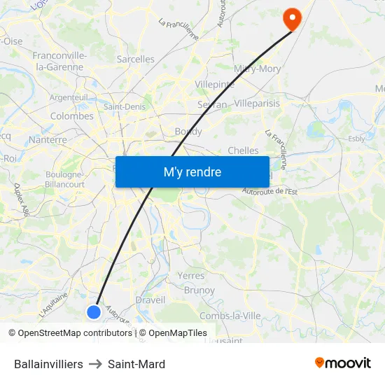 Ballainvilliers to Saint-Mard map