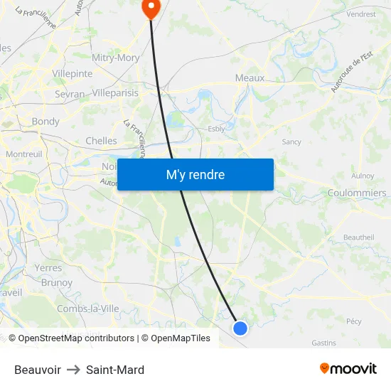 Beauvoir to Saint-Mard map