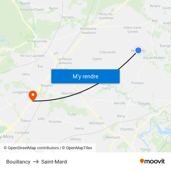 Bouillancy to Saint-Mard map