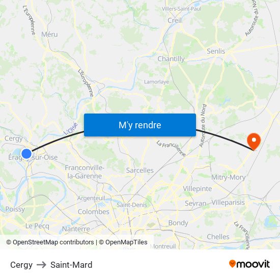 Cergy to Saint-Mard map