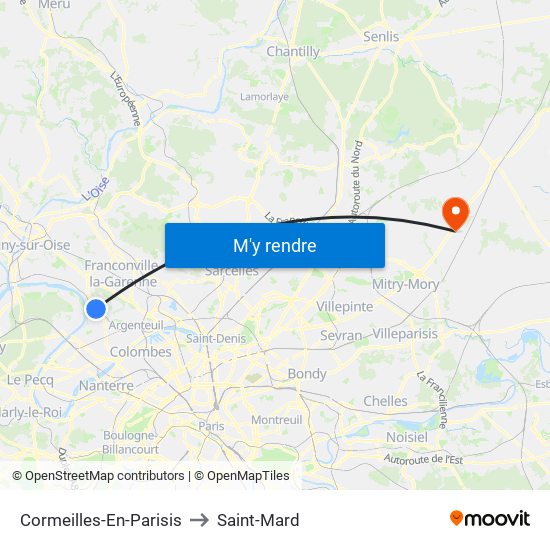 Cormeilles-En-Parisis to Saint-Mard map