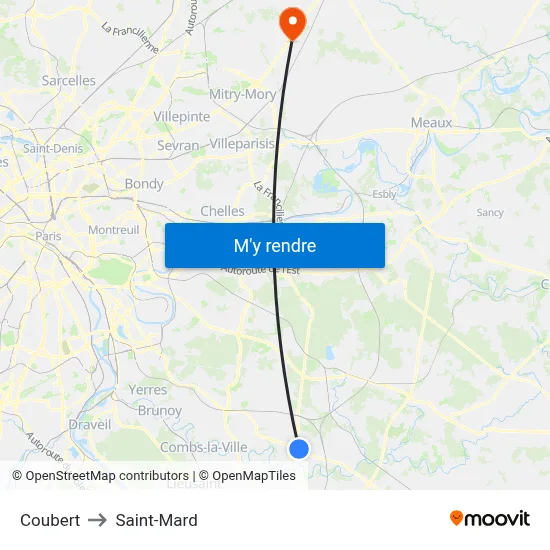 Coubert to Saint-Mard map