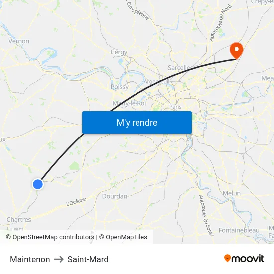 Maintenon to Saint-Mard map