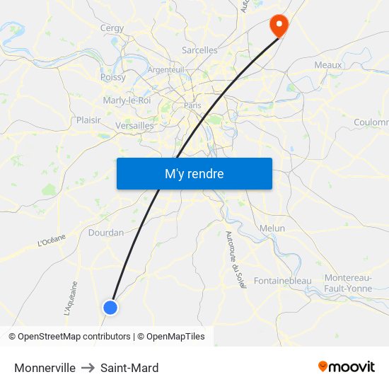 Monnerville to Saint-Mard map