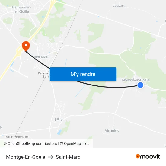 Montge-En-Goele to Saint-Mard map
