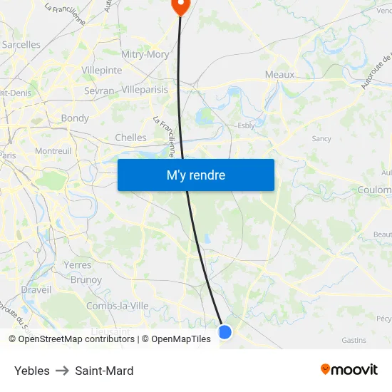 Yebles to Saint-Mard map
