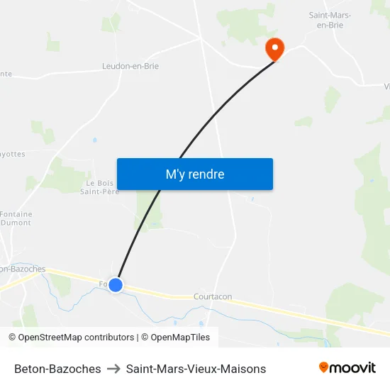 Beton-Bazoches to Saint-Mars-Vieux-Maisons map