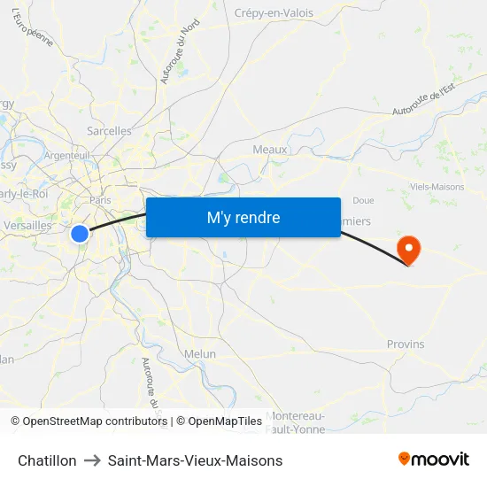 Chatillon to Saint-Mars-Vieux-Maisons map