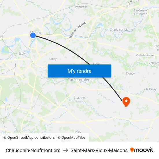 Chauconin-Neufmontiers to Saint-Mars-Vieux-Maisons map