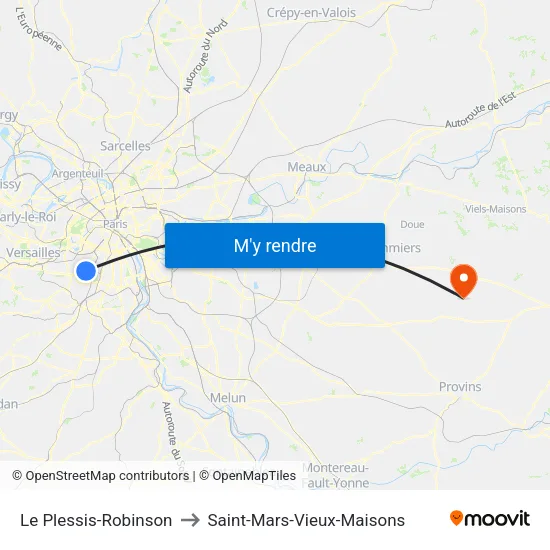 Le Plessis-Robinson to Saint-Mars-Vieux-Maisons map