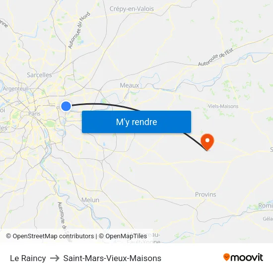 Le Raincy to Saint-Mars-Vieux-Maisons map