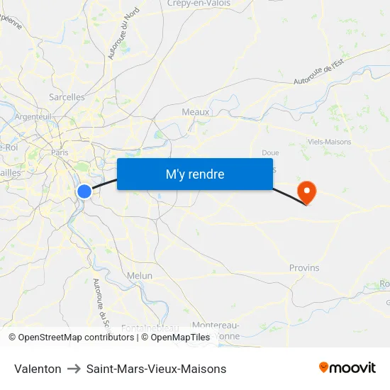 Valenton to Saint-Mars-Vieux-Maisons map