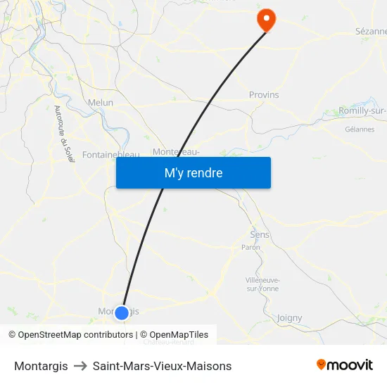 Montargis to Saint-Mars-Vieux-Maisons map