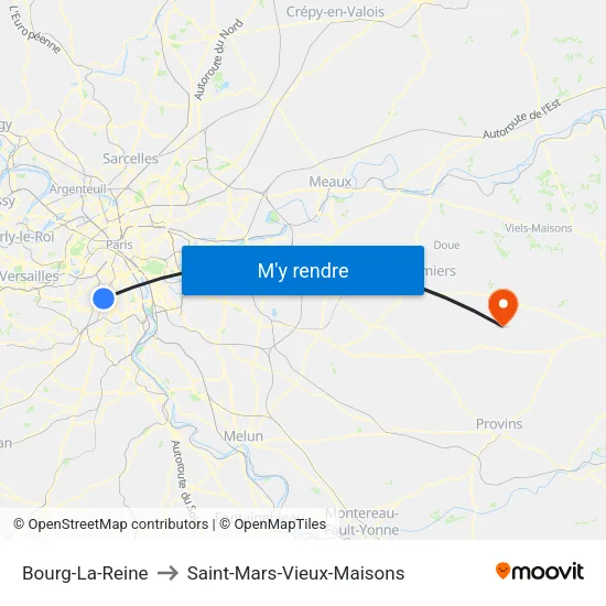 Bourg-La-Reine to Saint-Mars-Vieux-Maisons map