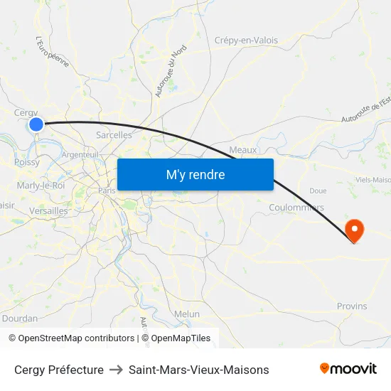 Cergy Préfecture to Saint-Mars-Vieux-Maisons map