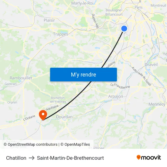 Chatillon to Saint-Martin-De-Brethencourt map