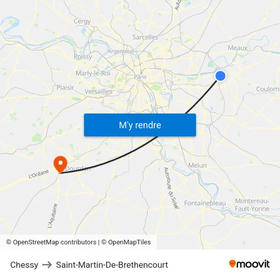 Chessy to Saint-Martin-De-Brethencourt map