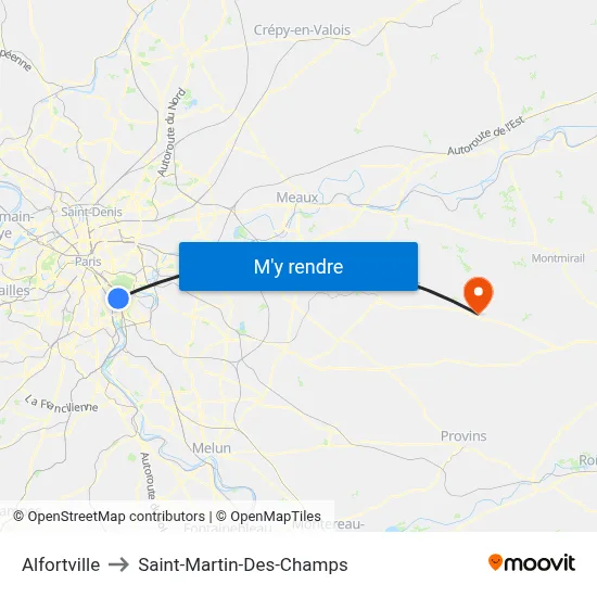 Alfortville to Saint-Martin-Des-Champs map