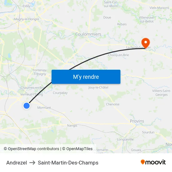 Andrezel to Saint-Martin-Des-Champs map