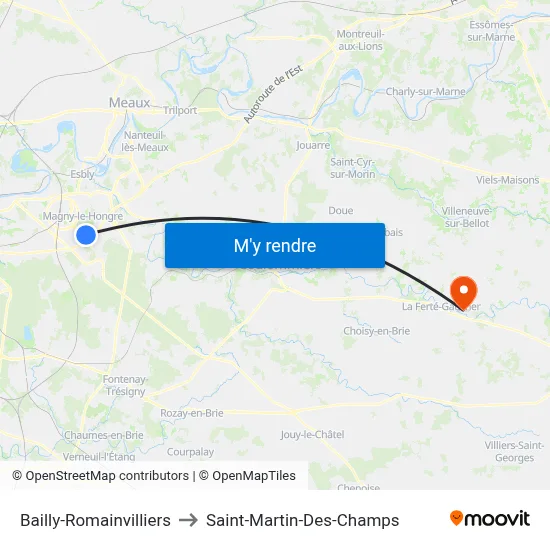 Bailly-Romainvilliers to Saint-Martin-Des-Champs map