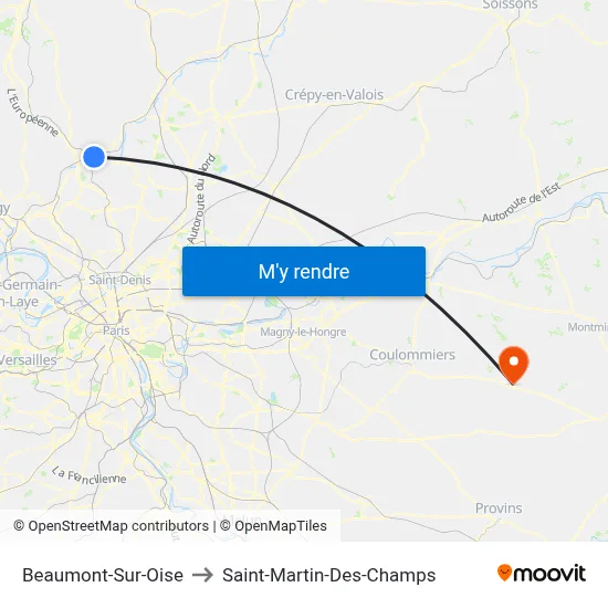 Beaumont-Sur-Oise to Saint-Martin-Des-Champs map