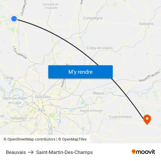 Beauvais to Saint-Martin-Des-Champs map