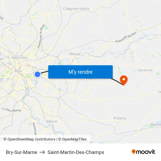 Bry-Sur-Marne to Saint-Martin-Des-Champs map