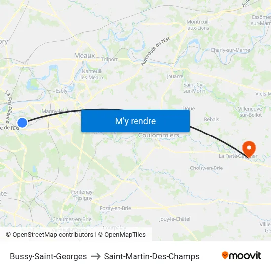 Bussy-Saint-Georges to Saint-Martin-Des-Champs map