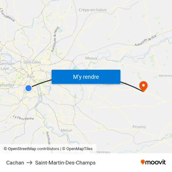 Cachan to Saint-Martin-Des-Champs map