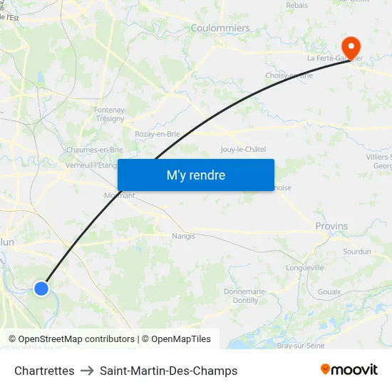 Chartrettes to Saint-Martin-Des-Champs map