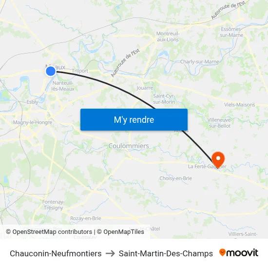 Chauconin-Neufmontiers to Saint-Martin-Des-Champs map