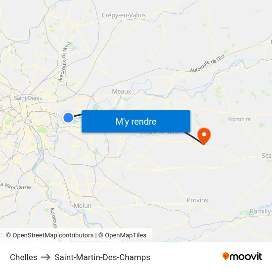 Chelles to Saint-Martin-Des-Champs map