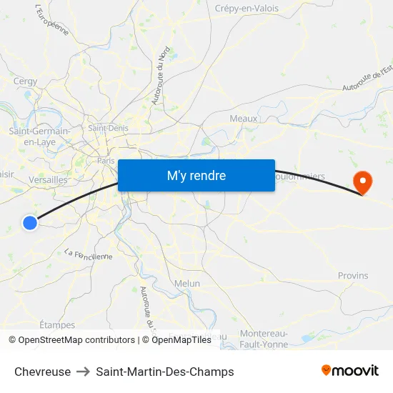 Chevreuse to Saint-Martin-Des-Champs map
