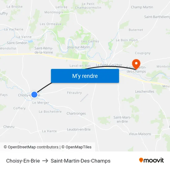 Choisy-En-Brie to Saint-Martin-Des-Champs map