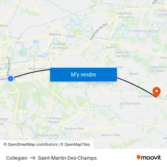 Collegien to Saint-Martin-Des-Champs map