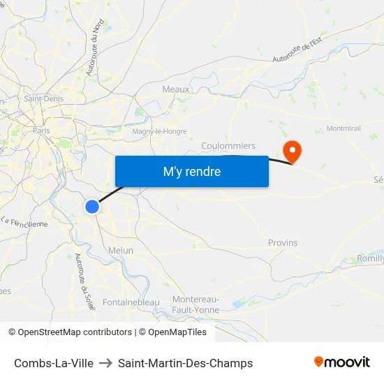Combs-La-Ville to Saint-Martin-Des-Champs map