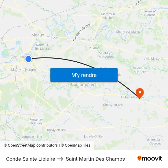 Conde-Sainte-Libiaire to Saint-Martin-Des-Champs map