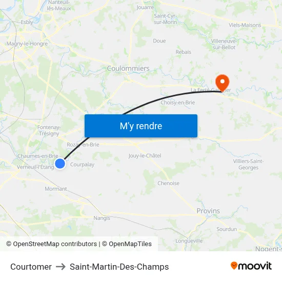 Courtomer to Saint-Martin-Des-Champs map
