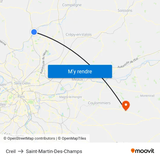 Creil to Saint-Martin-Des-Champs map