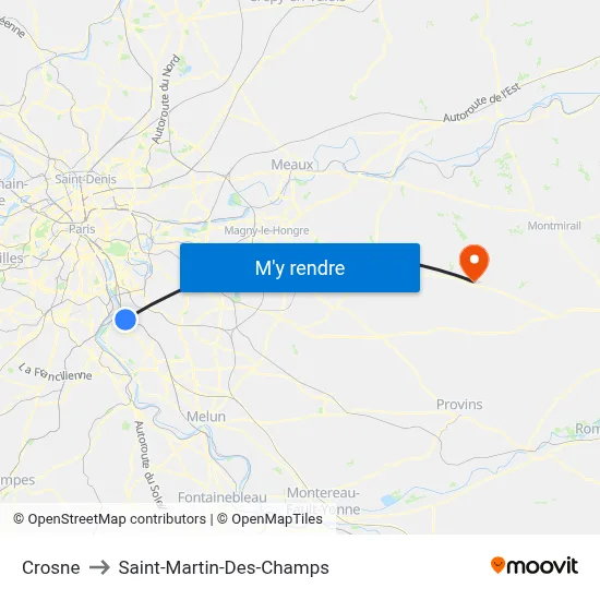 Crosne to Saint-Martin-Des-Champs map