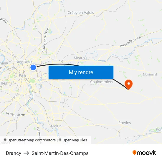 Drancy to Saint-Martin-Des-Champs map