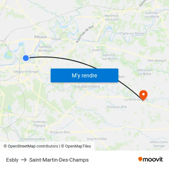 Esbly to Saint-Martin-Des-Champs map