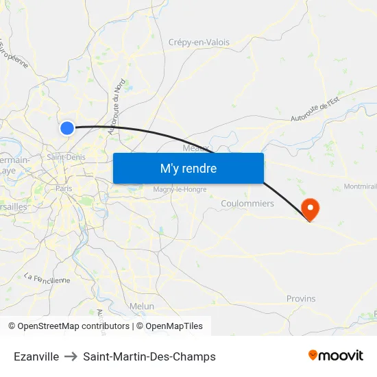 Ezanville to Saint-Martin-Des-Champs map