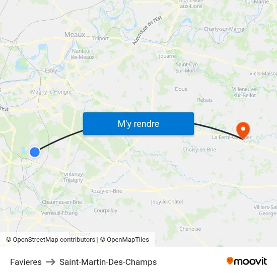 Favieres to Saint-Martin-Des-Champs map