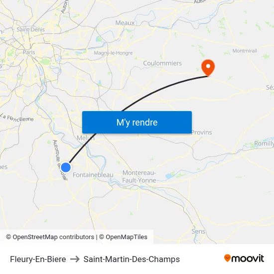 Fleury-En-Biere to Saint-Martin-Des-Champs map