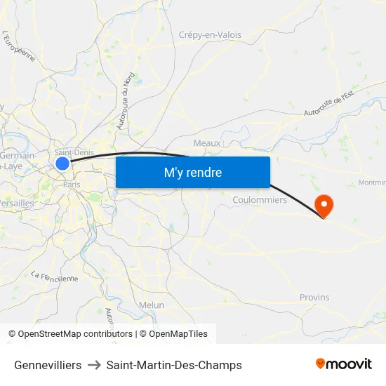Gennevilliers to Saint-Martin-Des-Champs map