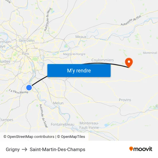 Grigny to Saint-Martin-Des-Champs map