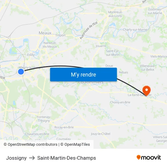 Jossigny to Saint-Martin-Des-Champs map