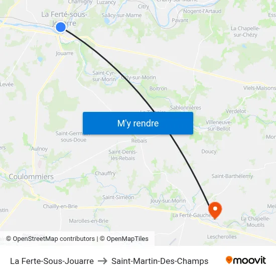 La Ferte-Sous-Jouarre to Saint-Martin-Des-Champs map