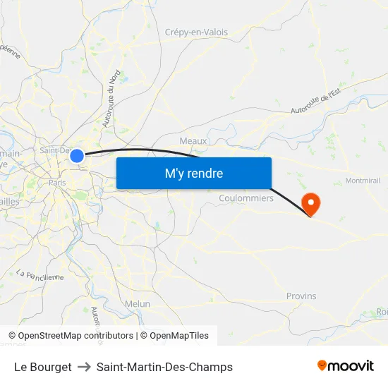 Le Bourget to Saint-Martin-Des-Champs map